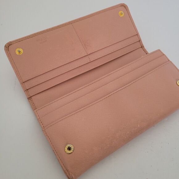 PRADA Saffiano Wallet Clutch Large Light Pink Bow Envelope Large Logo Fair Box - Picture 4 of 12